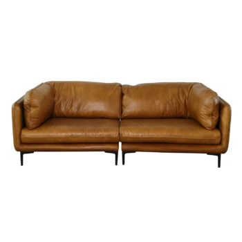 Ghế sofa da thật màu nâu cognac phong cách hiện đại