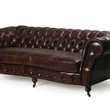 Ghế sofa da Chesterfield cổ điển màu nâu sẫm