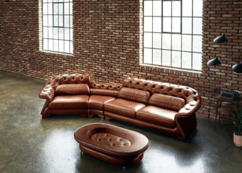 Sofa da thật American Retro nhìn từ góc nghiêng
